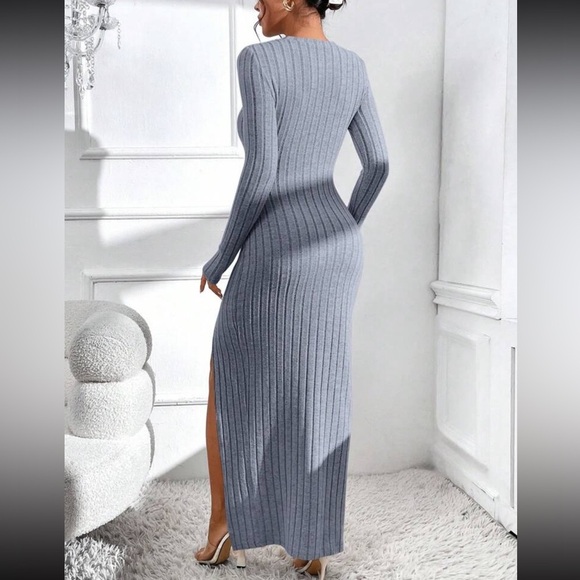 Blue Winter Cut Out Dress - Picture 2 of 4